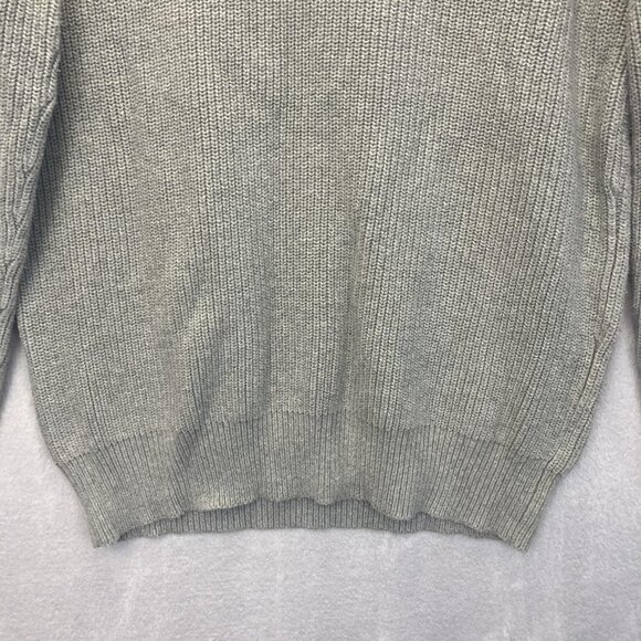 J Crew Knit Sweater Mens XL Gray Brown Shoulder Patch Crewneck Pullover Heavy - Picture 9 of 16